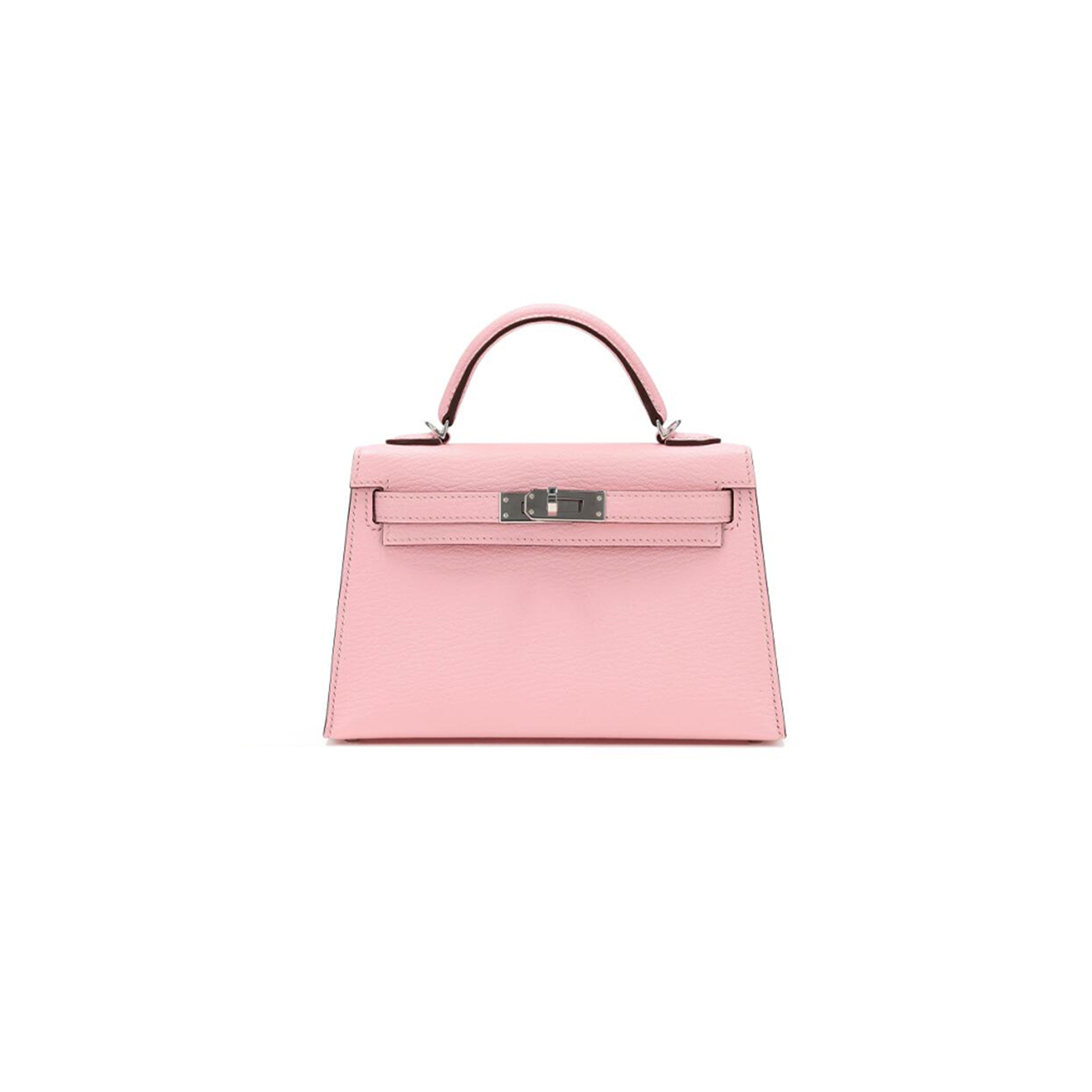 HERMÈS MINI KELLY II SELLIER 20 ROSE SAKURA CHÈVRE PALLADIUM HARDWARE (19*12*5.5cm)